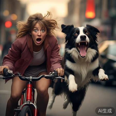 女子骑车接娃遭边牧扑咬，紧急避险记！